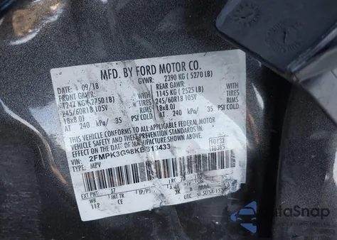 2019 Ford Edge Se z USA, uszkodzony, nr VIN 2FMPK3G98KBB13433